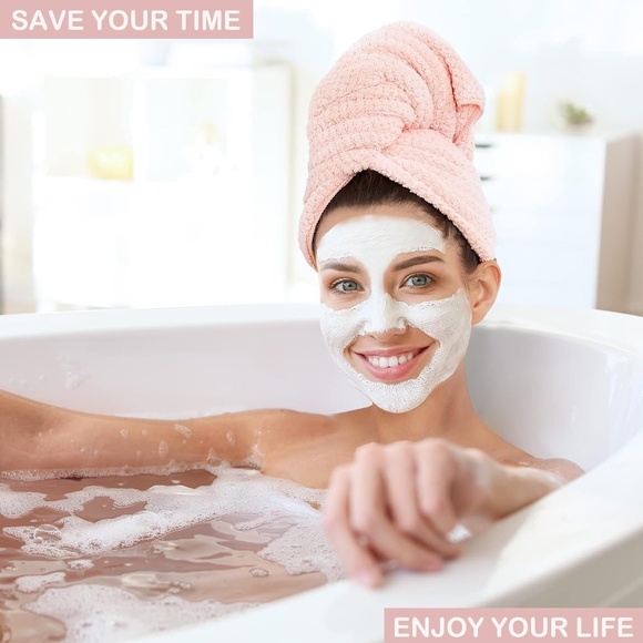 Large Ultra-Soft Hands-Free Fast Drying Microfiber Anti Frizz Hair Dry Towels - Picture 3 of 9